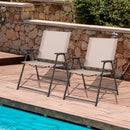 Set of 2 Patio Dining Chairs with Armrests and Rustproof Steel Frame-Beige by LJGDeals
