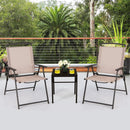 Set of 2 Patio Dining Chairs with Armrests and Rustproof Steel Frame-Beige by LJGDeals