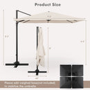 9.5 Feet Square Patio Cantilever Umbrella with 360° Rotation by LJGDeals