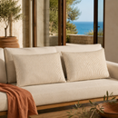 Beige Stripe Outdoor Cushion Covers – 2 Pack | Neutral Patio Pillow Covers | Fits IKEA Duvholmen & Kuddarna