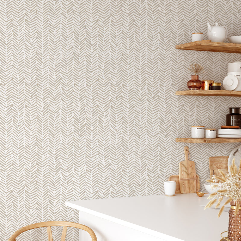 Terracotta Herringbone Wallpaper