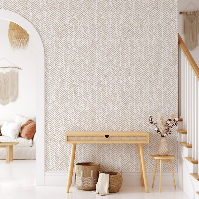 Terracotta Herringbone Wallpaper