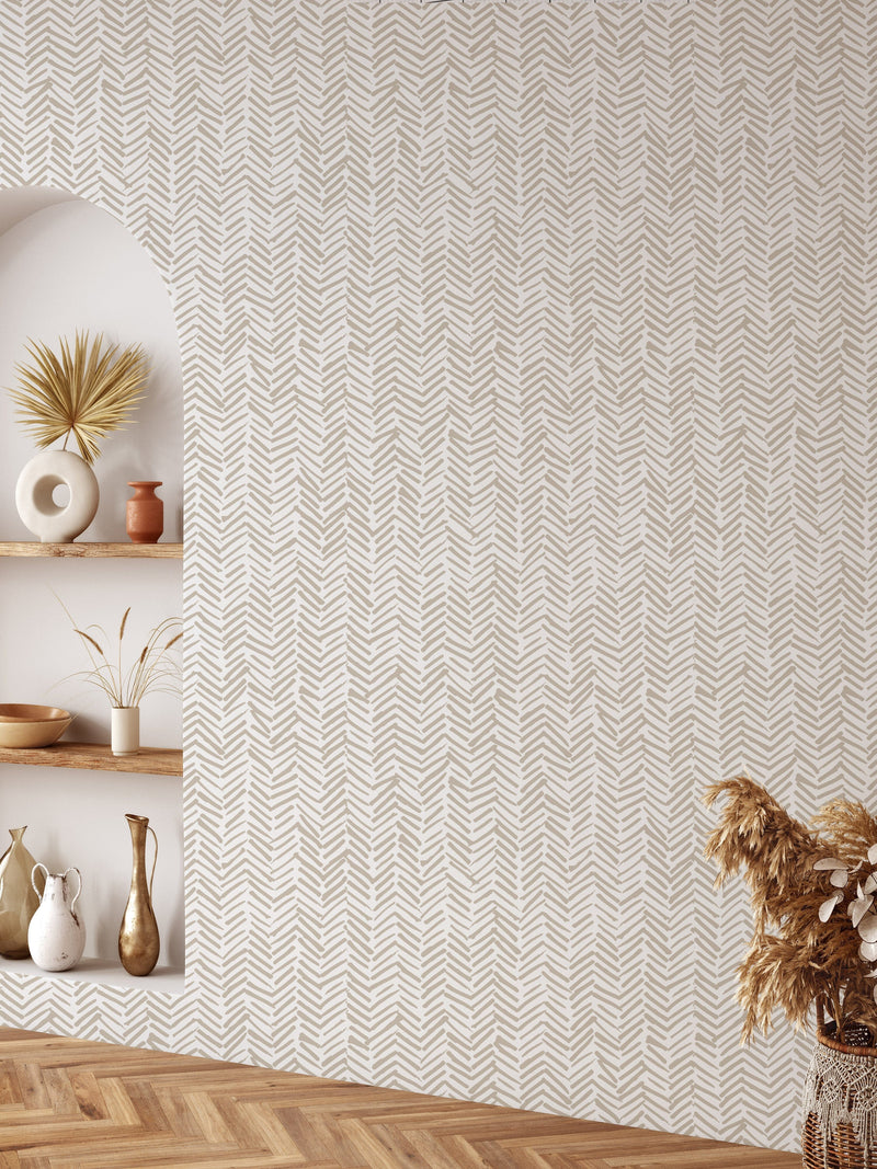 Terracotta Herringbone Wallpaper