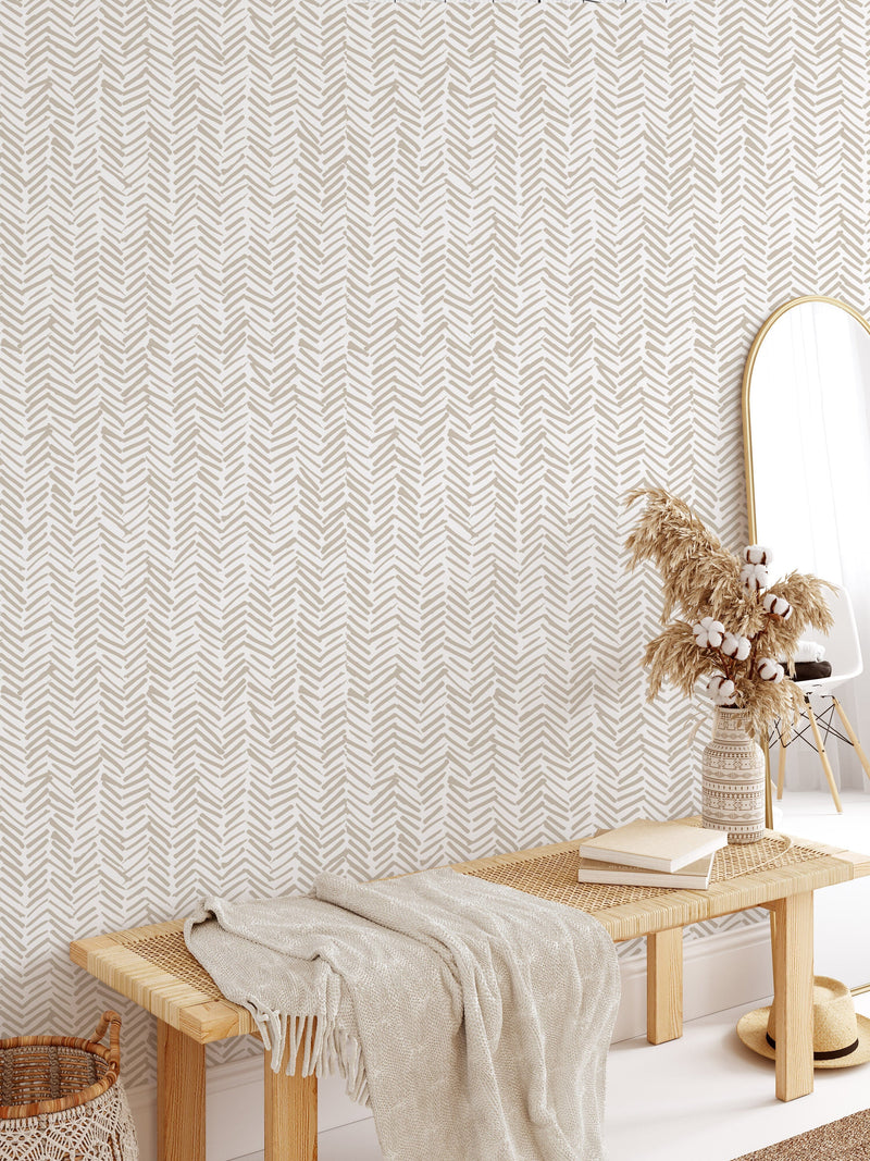 Terracotta Herringbone Wallpaper