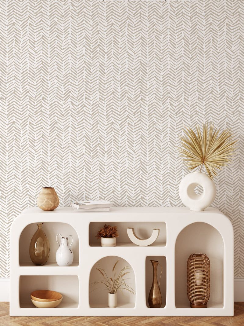 Terracotta Herringbone Wallpaper