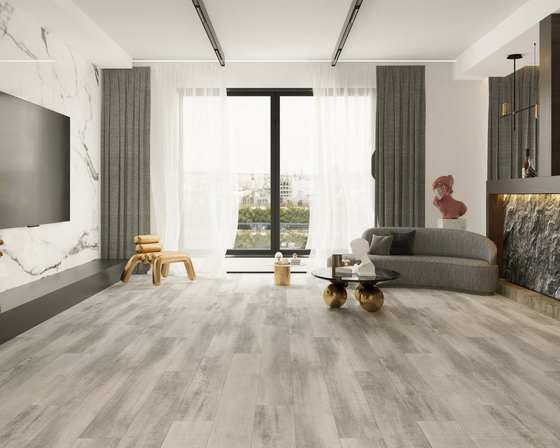 Belladon SPC Embossed 9"x60" Vinyl Flooring 8mm - Polar Smoke