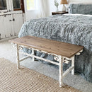 Distressed White Finish Wooden Bench by Decor Steals