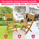 Tranquillo Anya Solid Wood Folding Chairs - Set of 2 Acacia Wood