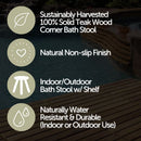 Siena Natural Teak Shower and Bath Stool with Curved Seat and Shelf by NORDICTEAK.COM