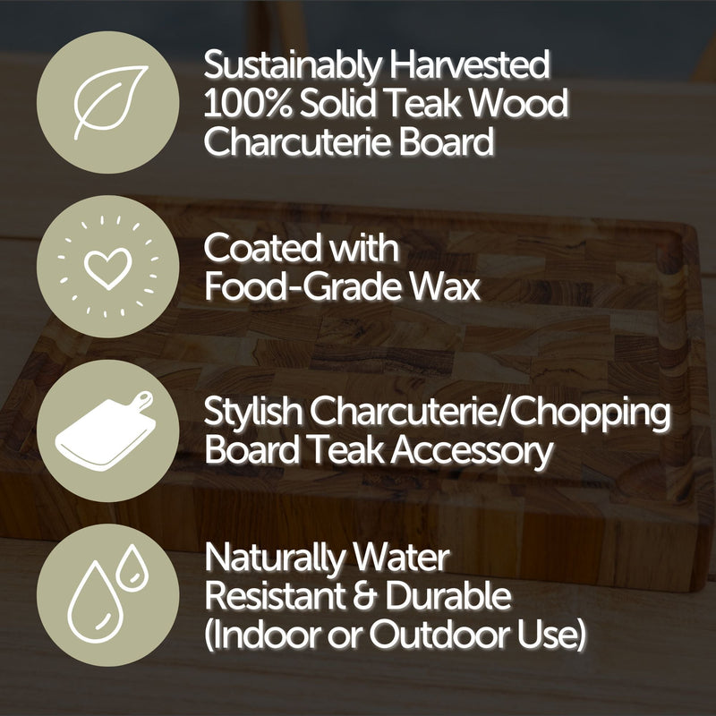 Adobe Checkered Teak Cutting Board - 15"