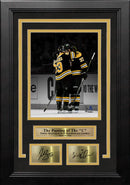 Brad Marchand & Patrice Bergeron, Bergerons Last Game Bruins 8x10 Framed Photo w/ Laser Autographs by Dynasty Sports & Framing
