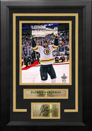 Patrice Bergeron Stanley Cup Trophy Boston Bruins 8x10 Framed Hockey Photo with Engraved Autograph by Dynasty Sports & Framing