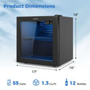 Beverage Refrigerator Cooler 1.3 Cu. Ft. 12 Bottles 55 Cans Mini Fridge-Black by LJGDeals