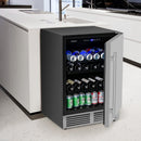 24 Inches Beverage Refrigerator with Removable Shelves and Adjustable Temperature-Silver by LJGDeals