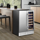 2-in-1 Beverage and Wine Cooler with Independent Temperature Control and LED Lights-Silver by LJGDeals