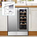 2-in-1 Beverage and Wine Cooler with Independent Temperature Control and LED Lights-Silver by LJGDeals
