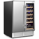 2-in-1 Beverage and Wine Cooler with Independent Temperature Control and LED Lights-Silver by LJGDeals