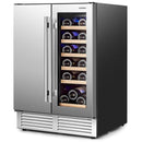 2-in-1 Beverage and Wine Cooler with Independent Temperature Control and LED Lights-Silver by LJGDeals