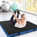Bi-Fold Gymnastics Mat Thick Folding Exercise Mat with Carrying Handles-Black by LJGDeals