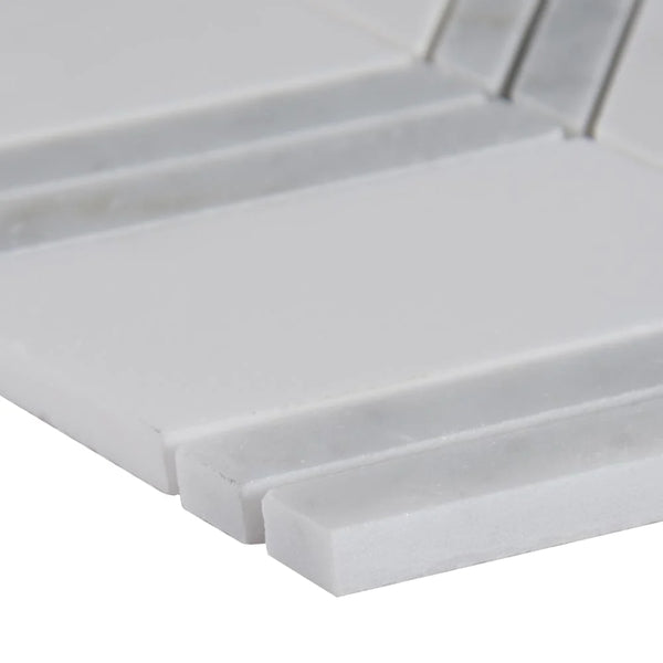 MSI Bianco Dolomite Chevron Marble Mosaic Tile 12"x12", profile view