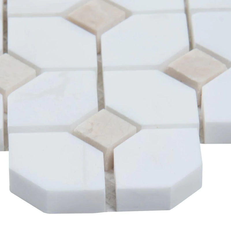 MSI Bianco Dolomite Crema Dotty Polished Marble Mosaic Tile 12.4"x12.4"