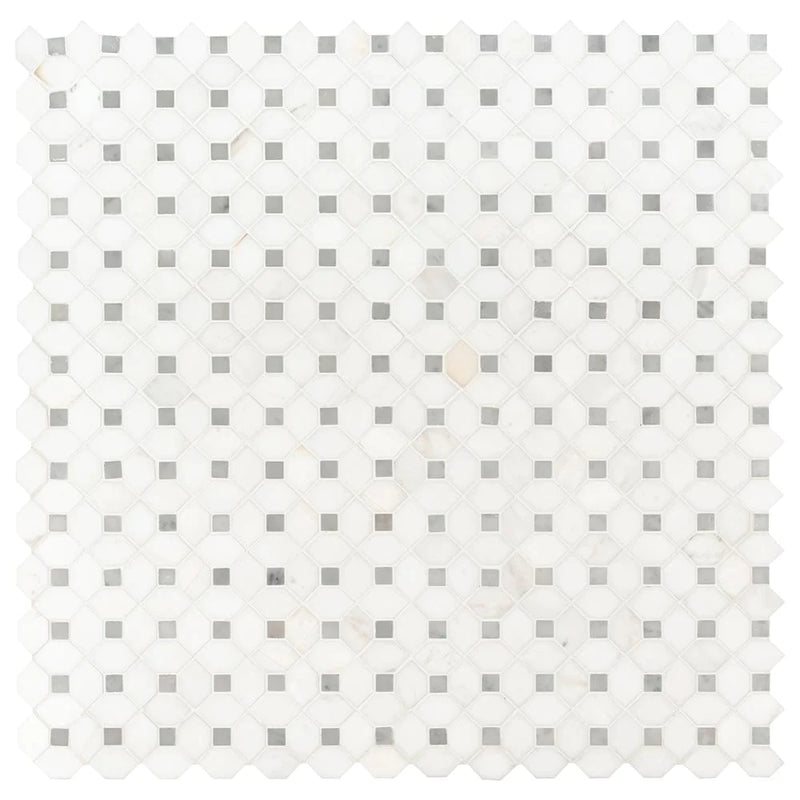 MSI Bianco Dolomite Dotty Polished Marble Mosaic Tile 12.31"x12.36"