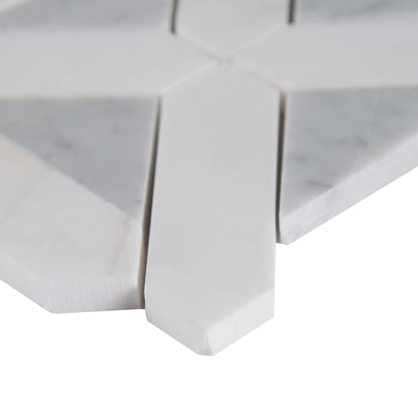 MSI Bianco Dolomite Geometrica Polished Marble Mosaic Tile 12"x12", profile view