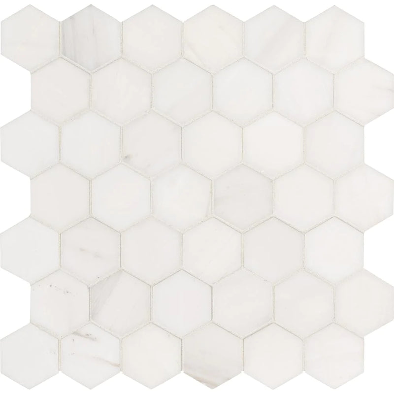 MSI Bianco Dolomite 2" Hexagon Marble Mosaic Tile 11.75"x12"