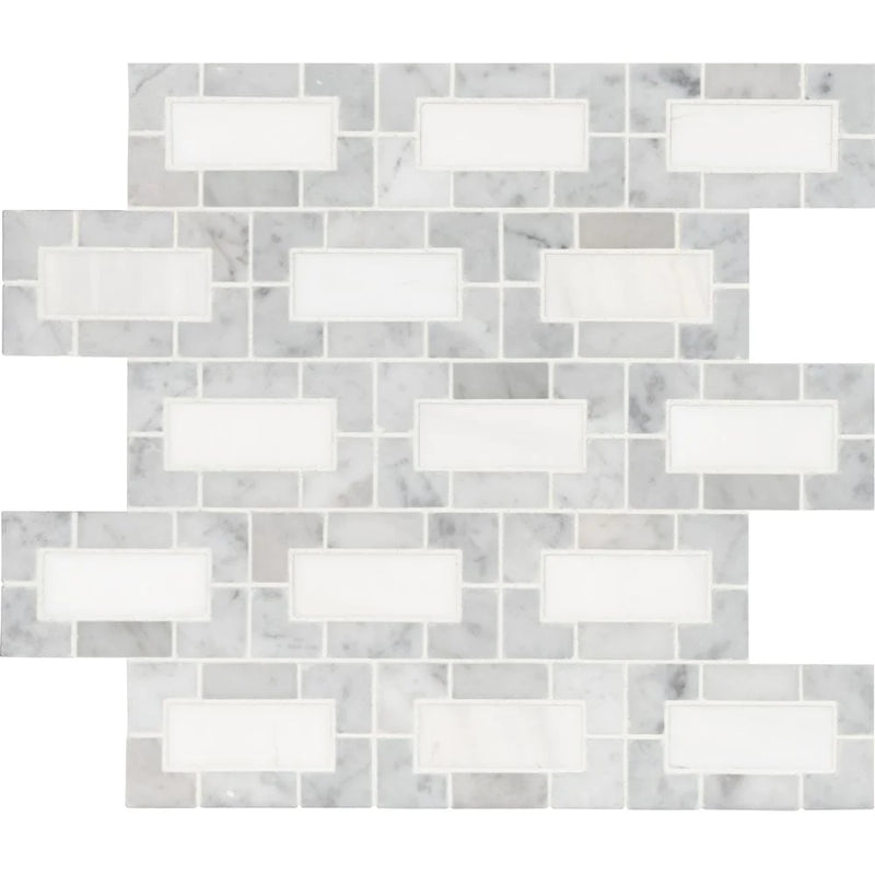 MSI Bianco Dolomite Lynx Polished Marble Mosaic Tile 12"x12"