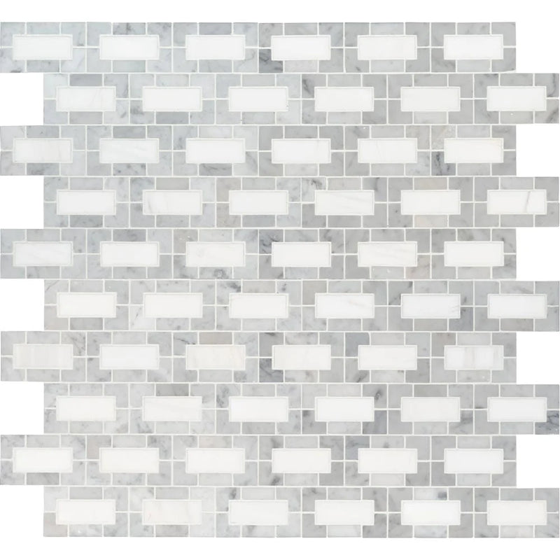 MSI Bianco Dolomite Lynx Polished Marble Mosaic Tile 12"x12"