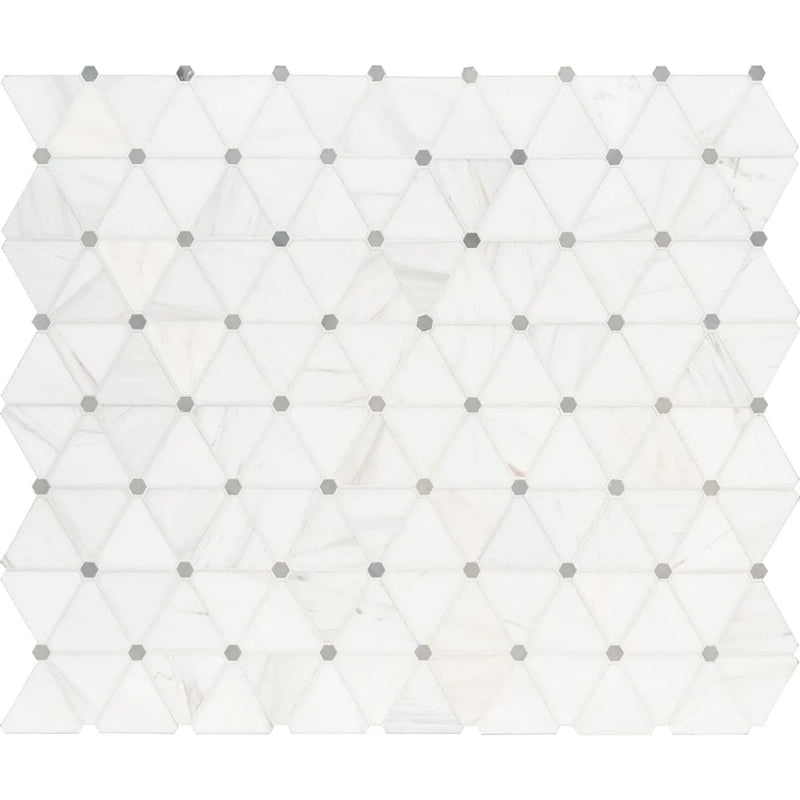 MSI Bianco Dolomite Pinwheel Polished Marble Mosaic Tile 12"x14"