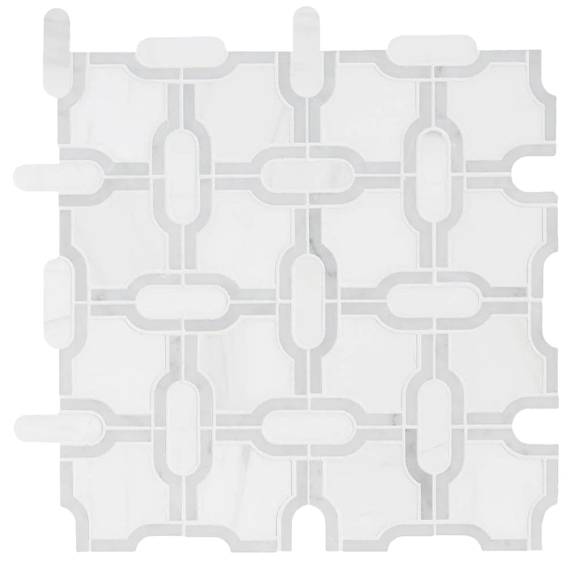 MSI Bianco Gridwork Polished Marble Mosaic Tile 12"x12"