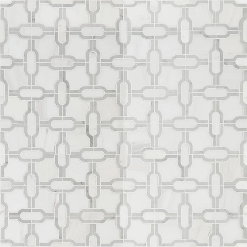 MSI Bianco Gridwork Polished Marble Mosaic Tile 12"x12"