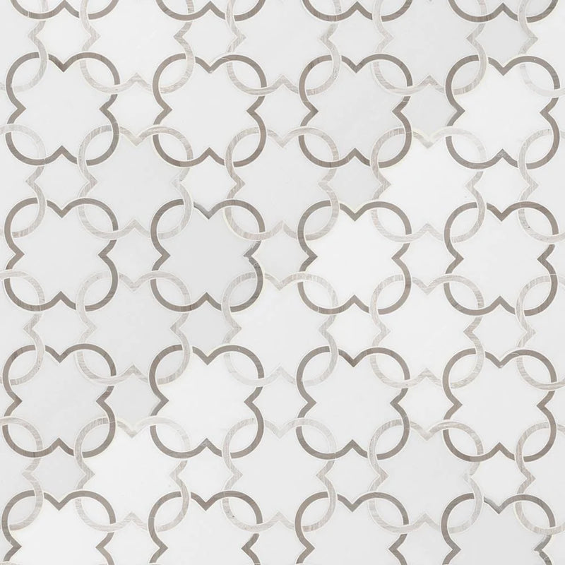 MSI Bianco Quatrefoil Polished Marble Mosaic Tile 12"x12"