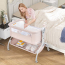 3-in-1 Baby Bassinet with Double-Lock Design and Adjustable Heights-Beige
