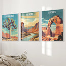 3 Piece USA National Park Art. Big Bend, Arches, Joshua Tree by Wall Art Set