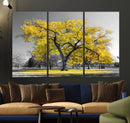Big Yellow Tree Canvas Wall Art Print Black White Yellow Art by MyGreatCanvas | Canvas Wall Art Prints | Photo Prints & Wall Decor