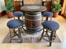 Whiskey & Wine Barrel Stool — Memory Foam, Dark Navy Blue Upholstery