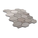 Wooden Grey 11x12 Polished Etched Hexagon Marble Mosaic Tile (5 pack, 4.66 sq ft/case) by Apollo Tile