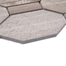 Wooden Grey 11x12 Polished Etched Hexagon Marble Mosaic Tile (5 pack, 4.66 sq ft/case)