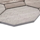 Wooden Grey 11x12 Polished Etched Hexagon Marble Mosaic Tile (5 pack, 4.66 sq ft/case) by Apollo Tile