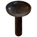 Round Black Marble Pedestal Bathroom Sink With Polished Finish
