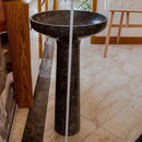 Round Black Marble Pedestal Bathroom Sink With Polished Finish
