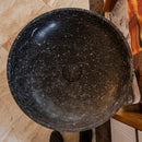 Round Black Marble Pedestal Bathroom Sink With Polished Finish