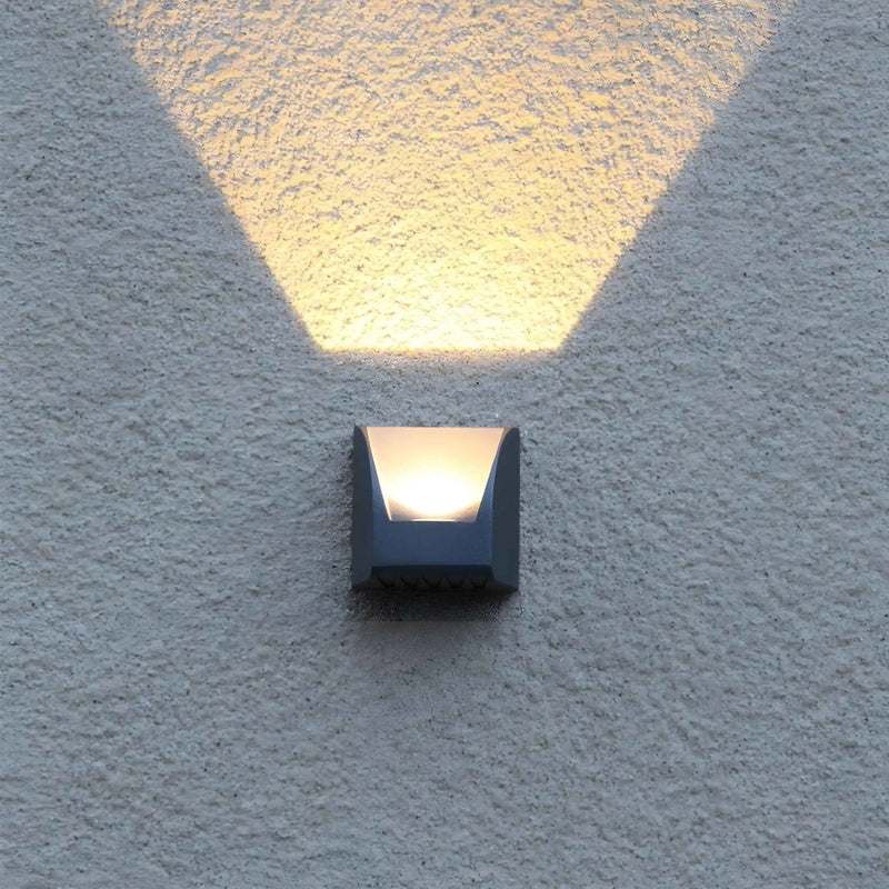 Black Modern Outdoor Waterproof Aluminum LED Wall Sconce For Garden, Courtyard