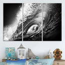 Black Ocean Wave at Sunset Canvas Art, Large Wall Print of