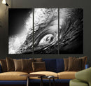 Black Ocean Wave at Sunset Canvas Art, Large Wall Print of