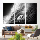 Black Ocean Wave at Sunset Canvas Art, Large Wall Print of