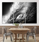 Black Ocean Wave at Sunset Canvas Art, Large Wall Print of