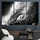Black Ocean Wave at Sunset Canvas Art, Large Wall Print of